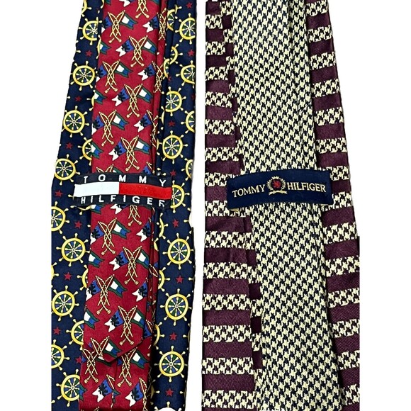 Lot 2 Tommy‎ Hilfiger Ties 100% Italian Silk Made USA Nautical Marine Flags Blue - Picture 3 of 3